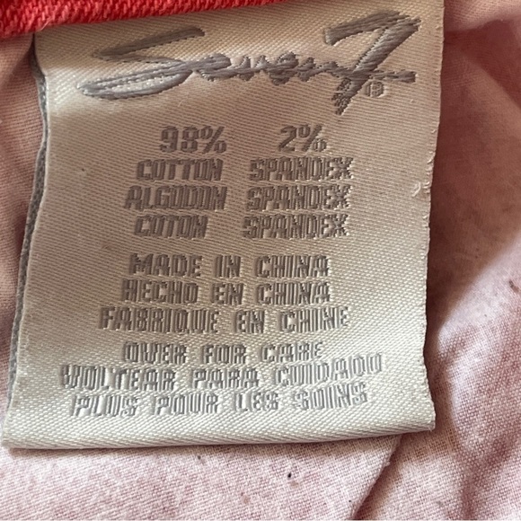 Seven 7  Jeans Denim Jean Shorts Coral Orange Stretch Cotton Beachy Distressed 8 - Picture 4 of 13